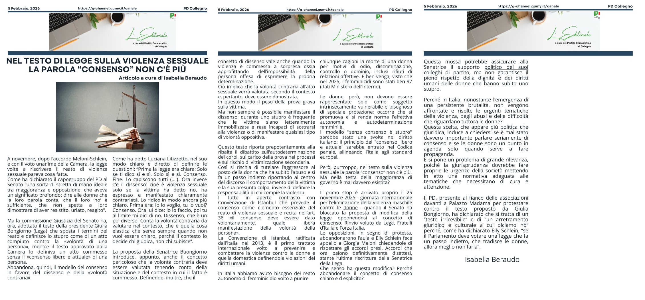 Nel testo di legge sulla violenza sessuale la parola “consenso” non c'è più